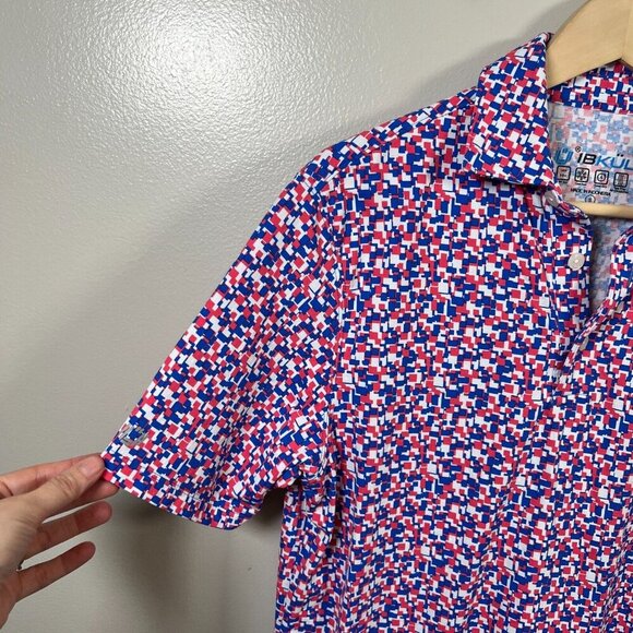 IBKul Chaos Short Sleeve Polo Mens Size Small Blue Pink Golf Cooling Active - Picture 4 of 9